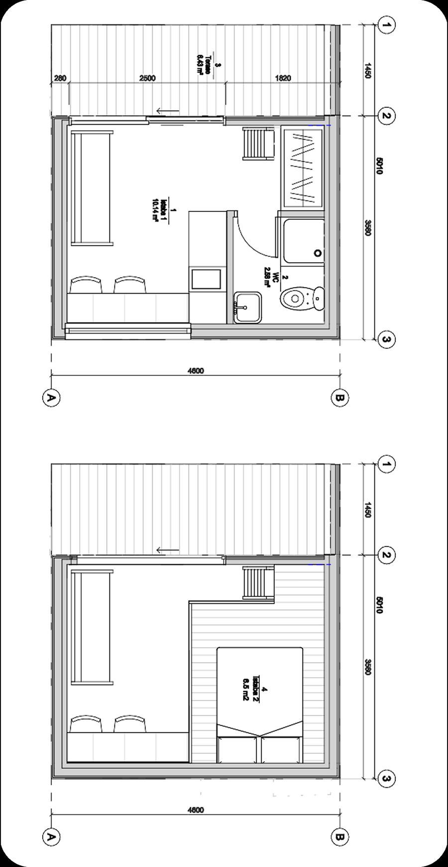 Architectural floor plans of a Secret Trees Gardens cottage